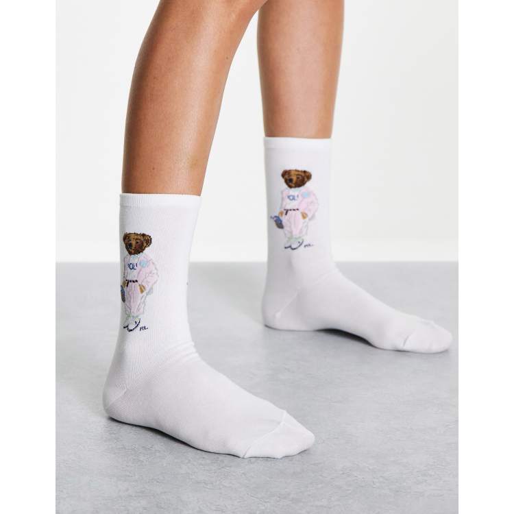 Calcetines blancos con diseno de oso de picnic de Polo Ralph Lauren