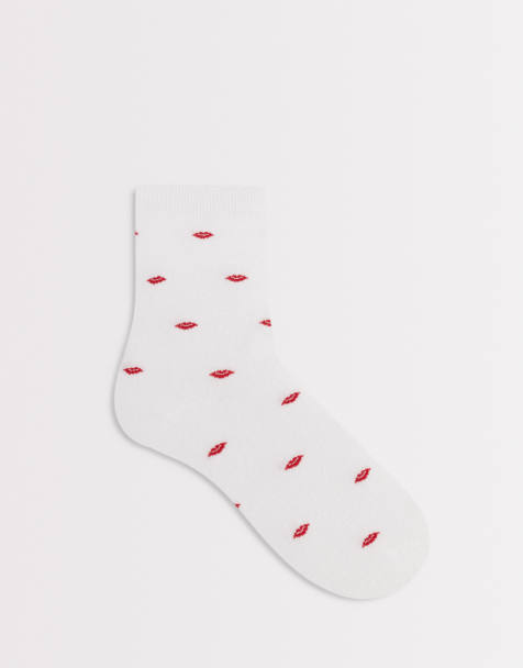 Calcetines blancos con estampado de labios de Pieces - view 1
