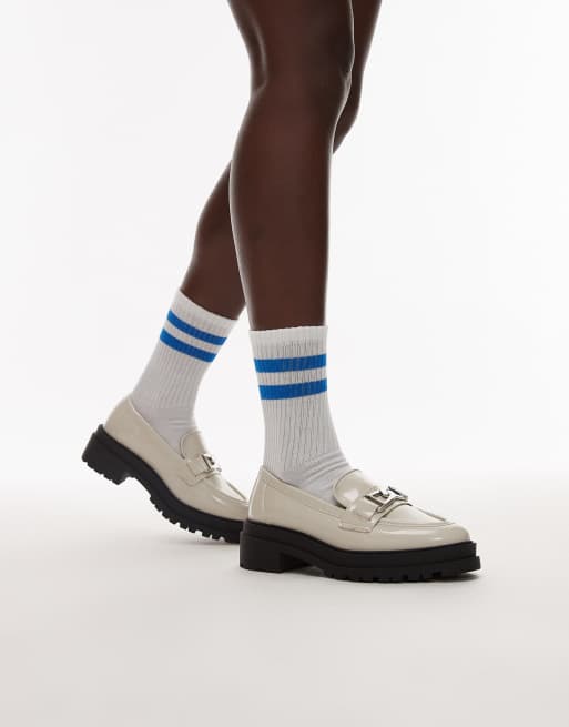 Calcetines blancos deportivos con rayas azul cobalto de canalé de Topshop, 3 de 3