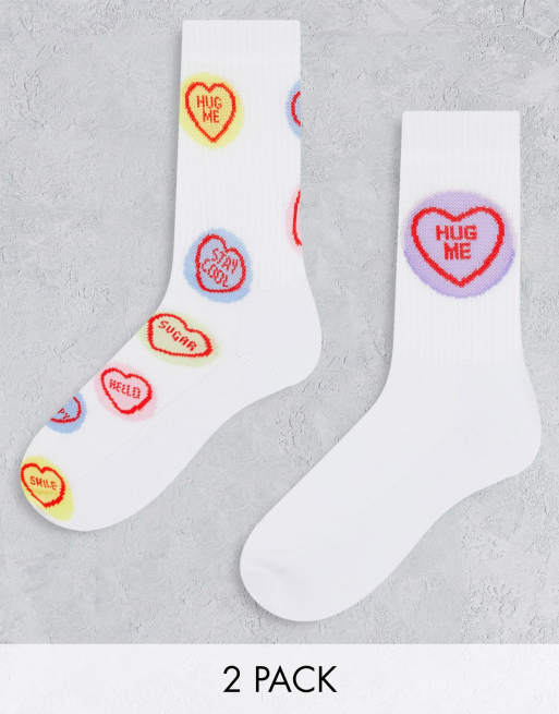 Calcetines blancos deportivos Love Heart de ASOS DESIGN