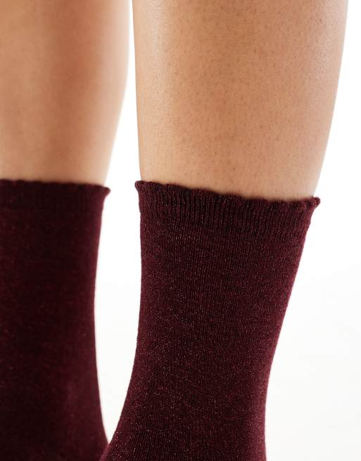 Calcetines burdeos efecto purpurina de Pieces, 2 de 3
