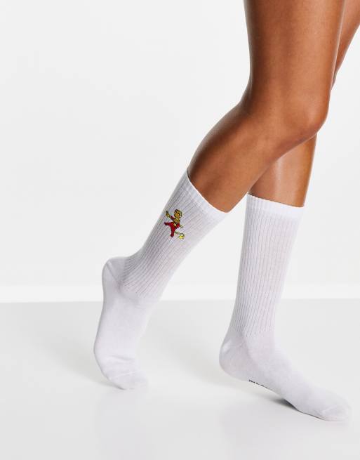 Calcetines de media caña con bordado de Bart de los Simpsons de canalé de ASOS DESIGN