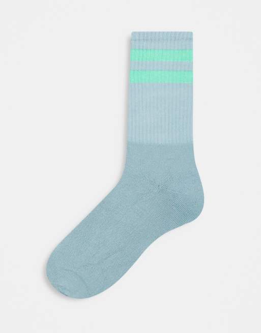 Calcetines de tubo verde menta con rayas blancas de Topman