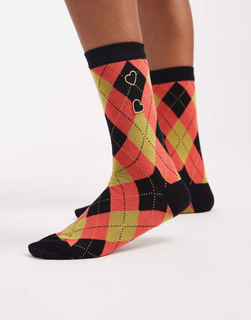 Calcetines de varios colores con patrón de rombos de Fred Perry