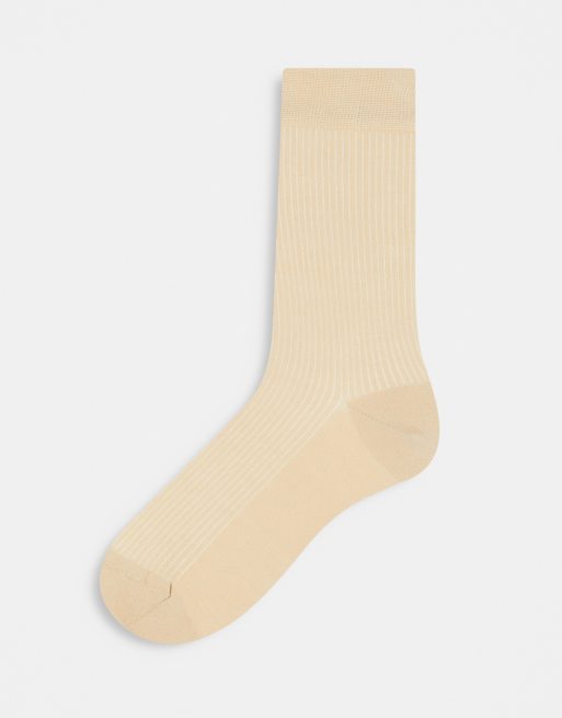 Calcetines de vestir beis de punto fino acanalado de ASOS DESIGN