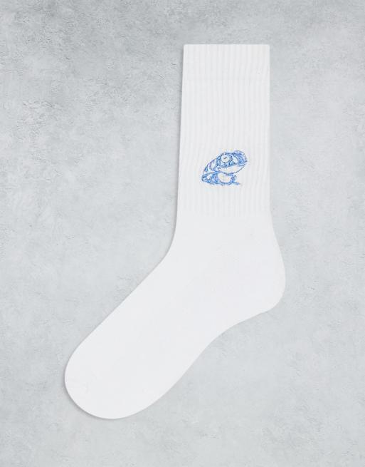 Calcetines deportivos blancos con detalle artístico de rana de ASOS DESIGN