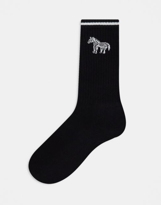 Calcetines deportivos negros con logo de cebra de Paul Smith