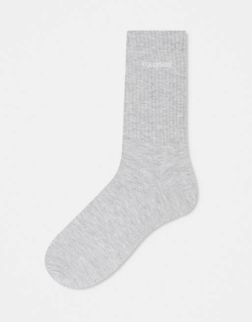 Calcetines gris claro con logo de COLLUSION Unisex