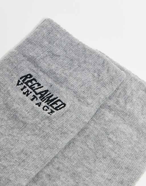 Calcetines gris jaspeado unisex con logo de Reclaimed Vintage, 3 de 3