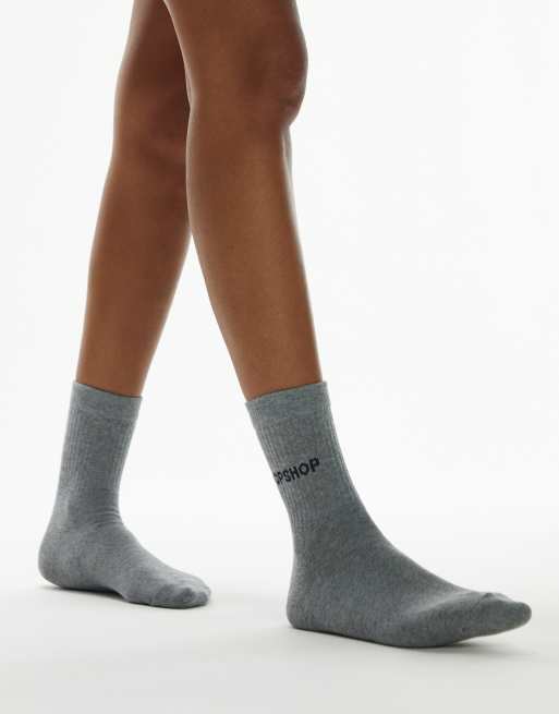 Calcetines grises de estilo deportivo con logo de canalé de Topshop, 3 de 4