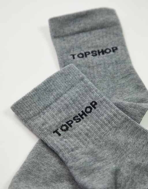 Calcetines grises de estilo deportivo con logo de canalé de Topshop, 4 de 4