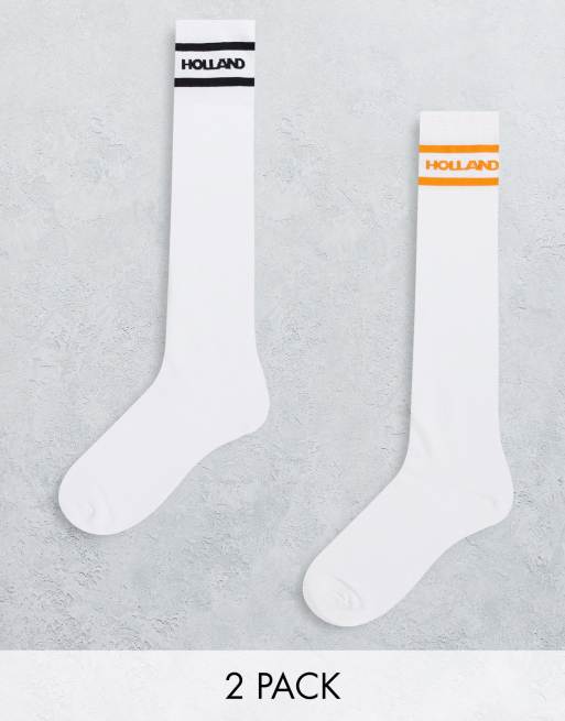 Calcetines largos blancos con bandas en contraste de House of Holland