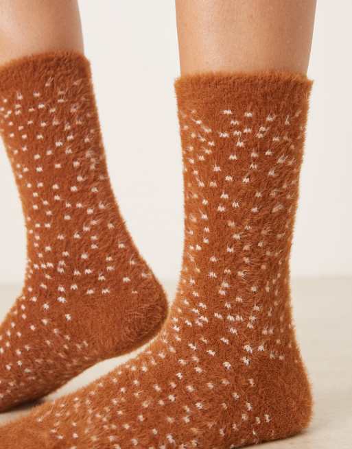 Calcetines marrones con estampado de ciervo de punto mullido de ASOS DESIGN, 2 de 3