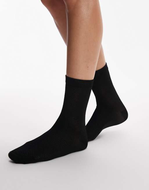 Pack de 5 pares de calcetines tobilleros negros con plantilla de tejido de  rizo de ASOS DESIGN