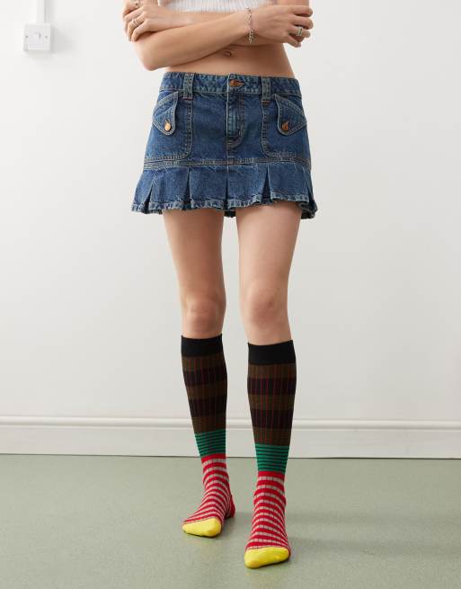 Calcetines por la rodilla deportivos a rayas de Reclaimed Vintage