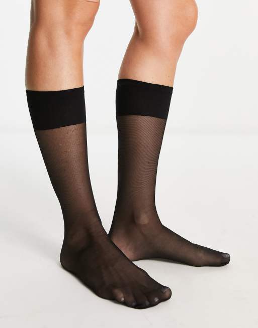 Calcetines por la rodilla negros transparentes de ASOS DESIGN , 2 de 4