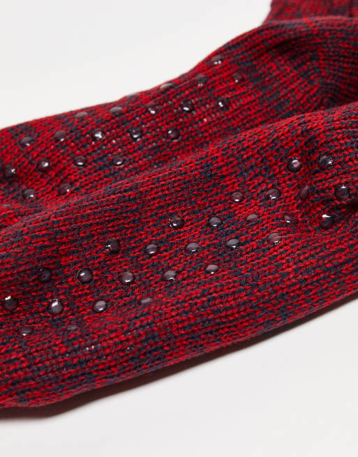 Calcetines rojos estilo pantuflas de Navidad de hilo retorcido de Original Penguin, 3 de 4