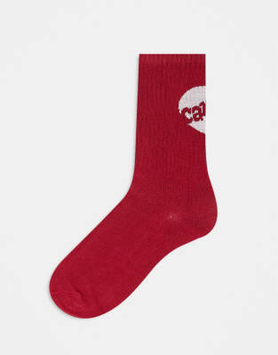 Calcetines rojos unisex con estampado de corazón Amour de Carhartt WIP