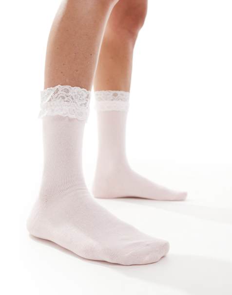 Calcetines rosas con volante de encaje de Vero Moda - view 1