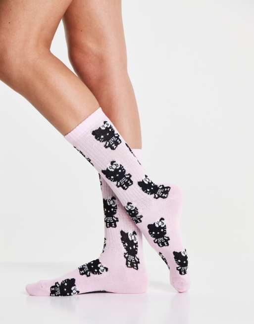 Calcetines rosas de media caña de canalé Hello Kitty de ASOS DESIGN