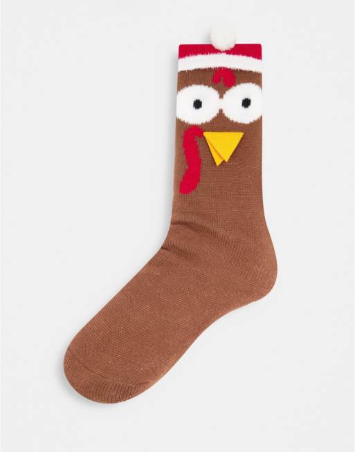 Calcetines tipo pantuflas con diseño de pavos en 3D de ASOS DESIGN