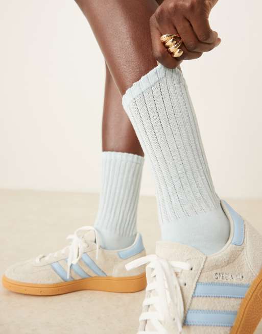 Calcetines tobilleros azul pastel de punto pointelle Magda de Sui Ava