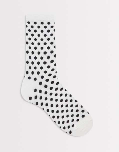 Calcetines tobilleros blancos con estampado de lunares negros de Vero Moda - view 1