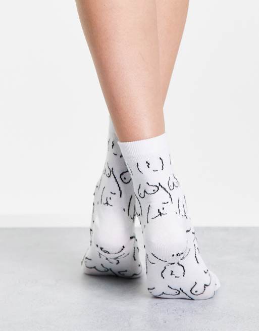 Calcetines tobilleros blancos con estampados corporales de ASOS DESIGN, 3 de 4