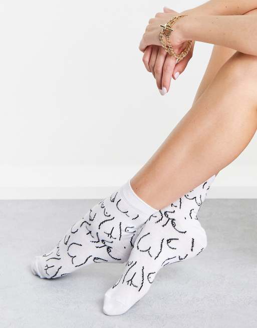 Calcetines tobilleros blancos con estampados corporales de ASOS DESIGN, 4 de 4