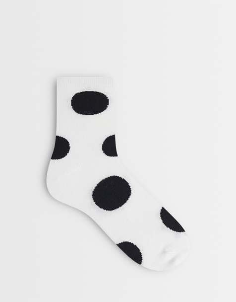 Calcetines tobilleros blancos y negros con estampado de lunares de Vero Moda - view 1