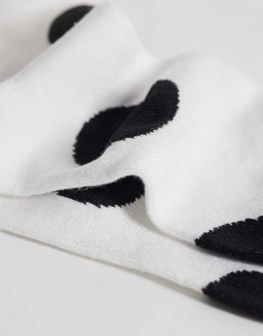 Calcetines tobilleros blancos y negros con estampado de lunares de Vero Moda, 3 de 3