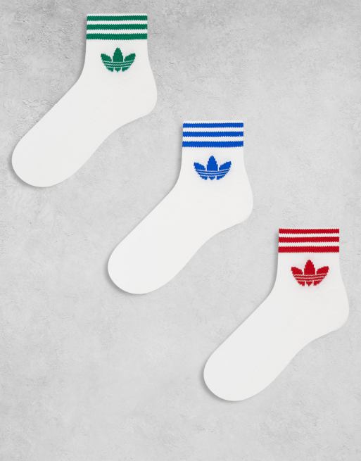 Calcetines tobilleros de varios colores con detalle de trébol de adidas Originals