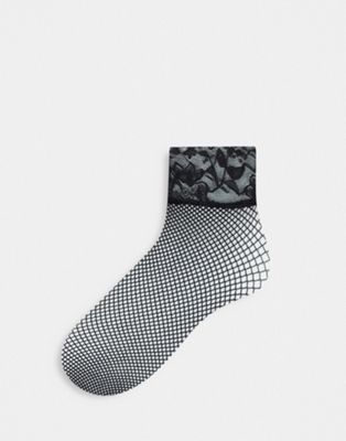 Calcetines Tobilleros Negros De Rejilla Con Ribete De Encaje De Asos Design Asos