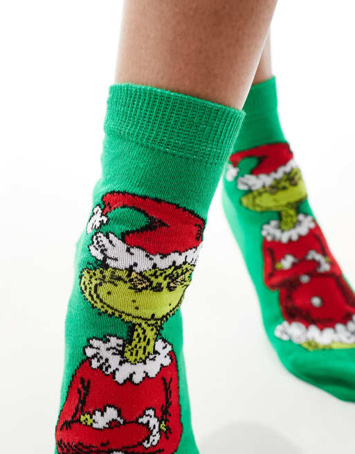 Calcetines tobilleros verdes con estampado del Grinch de Navidad de ASOS DESIGN, 4 de 4