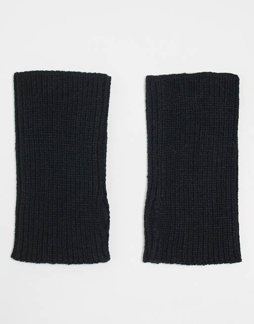 Calentadores de manos cortos negros de canalé de ASOS DESIGN