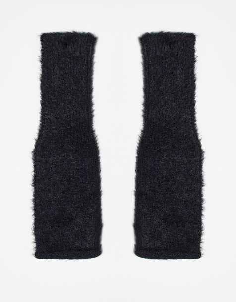 Calentadores de manos largos negros de punto mullido de ASOS DESIGN - view 1