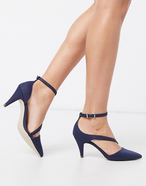 Call It Spring aerracia mid heel cross strap shoes in navy