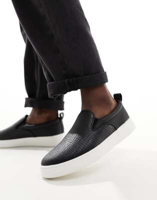 Aprill slip on sneakers in black mock croc