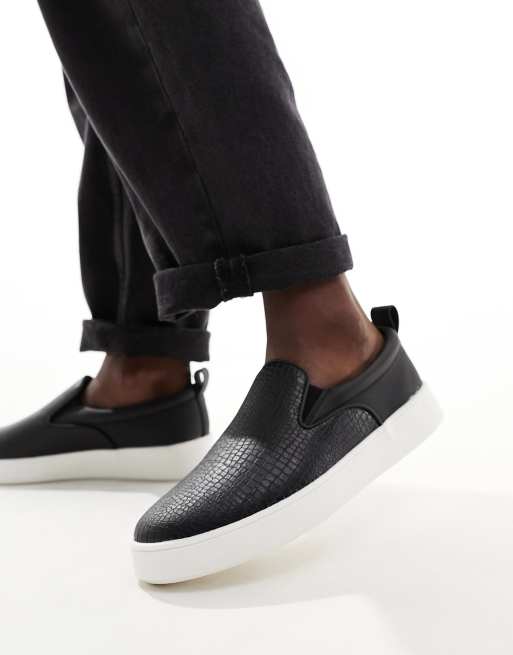 Call It Spring - Aprill - Sorte slip on-sneakers i imiteret krokodille