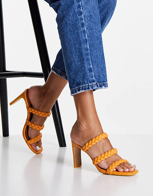 Call It Spring by ALDO Blaakely plaited heeled sandals in orange - ORANGE