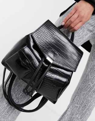sac a dos simili cuir noir