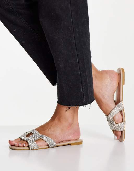 Call It Spring by ALDO Haella embellished flat sandals in bone and