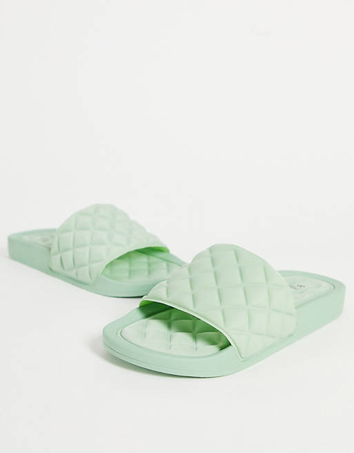 Call It Spring by ALDO Kaeaniell vegan quilted slides in light green