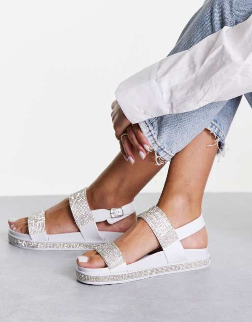 White outlet diamante sandals