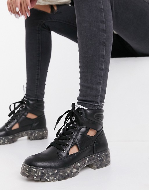 Call It Spring by ALDO River vegan chunky lace up boot in black