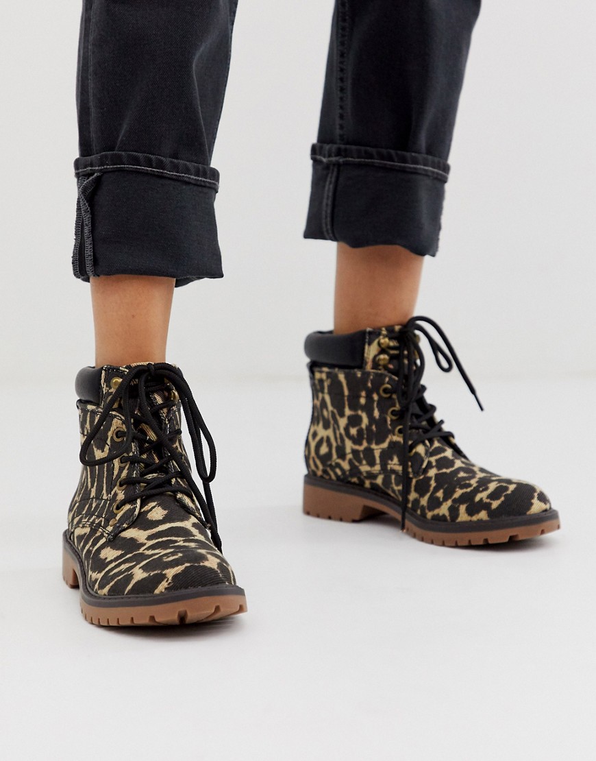 Call It Spring by ALDO Sonney lace up chunky ankle boots in animal print-Multi
