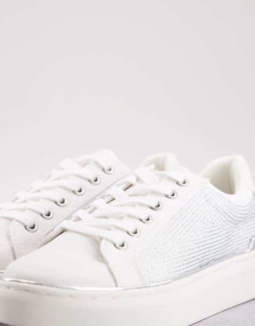 svinge pie vasketøj Call It Spring by ALDO Spark flatform sneakers in white and silver | ASOS