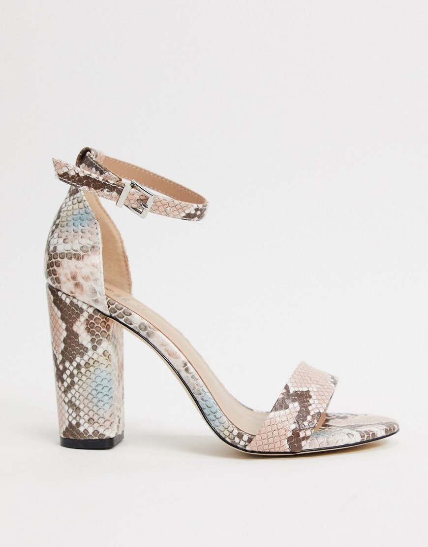 Call It Spring by ALDO Tayvia ankle strap block heeled sandal in light pink snake
