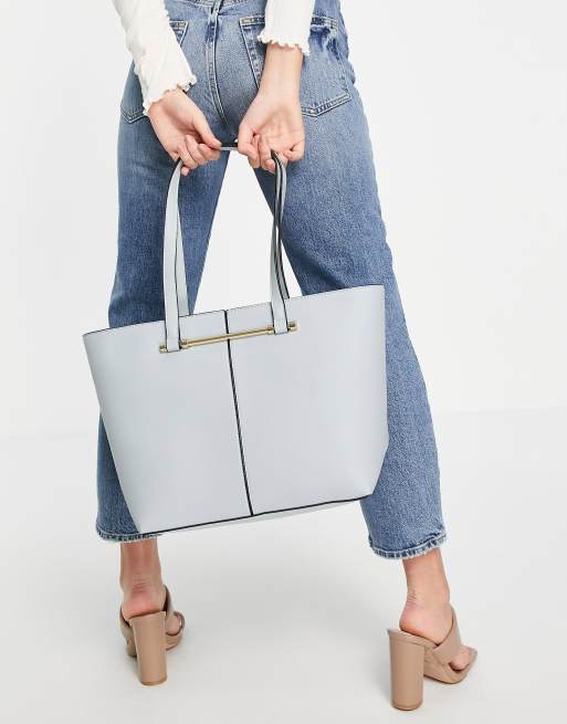 Pale blue outlet tote bag