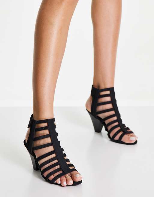 Black store caged sandals